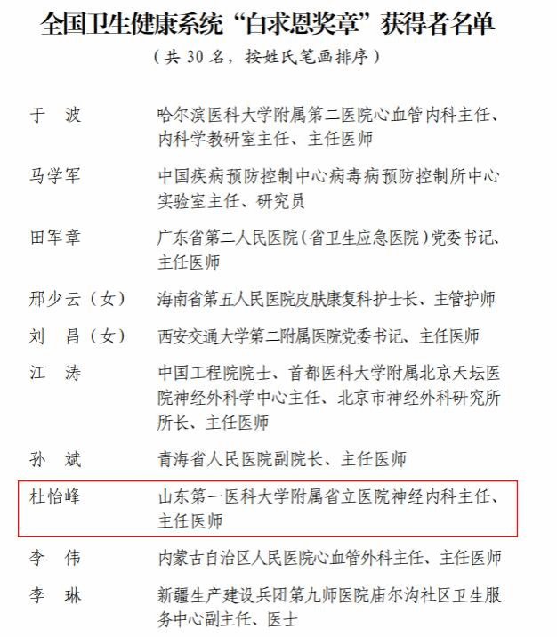 授予30名同志“‘白求恩奖章’获得者